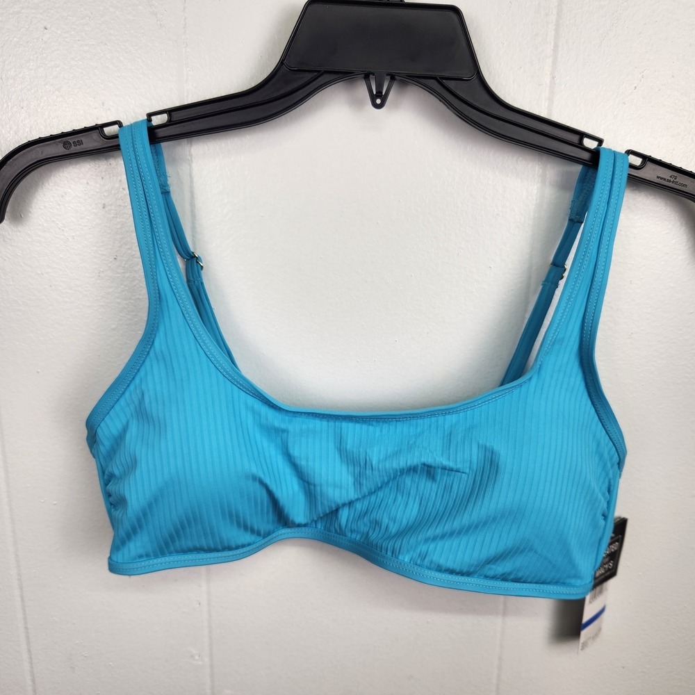 California Waves Ladies Rib Swim Top XL Turquoise Bikini Bra Adjustable